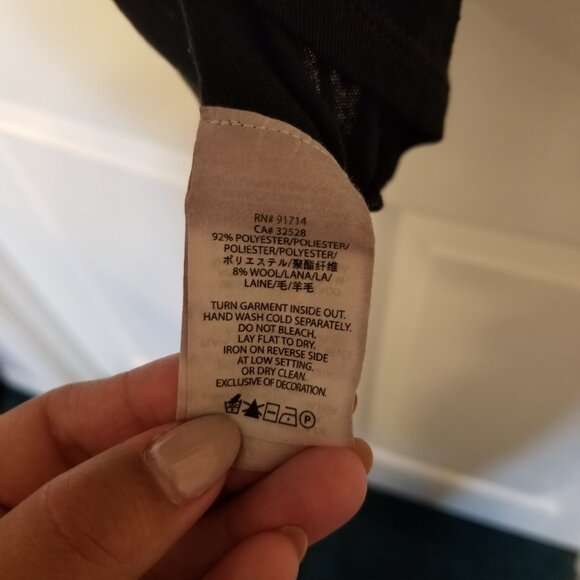 Armani Exchange Asymmetrical Hem Black Long Sleeve Top Small Wool Shirt/Dress S - Picture 7 of 12